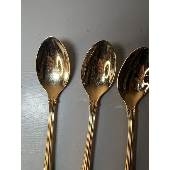 FB Rogers Golden Plated Electroplate American Chipendale 4 Spoons Tbsp - Picture 5 of 16